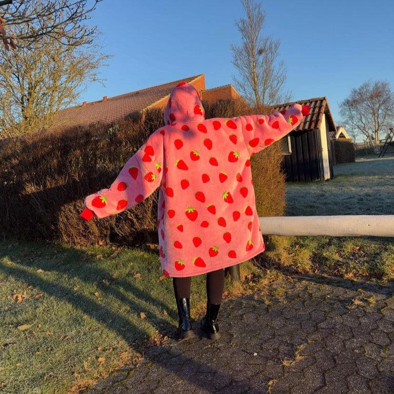 Tæppe Hoodie - Jordbær - Cozie