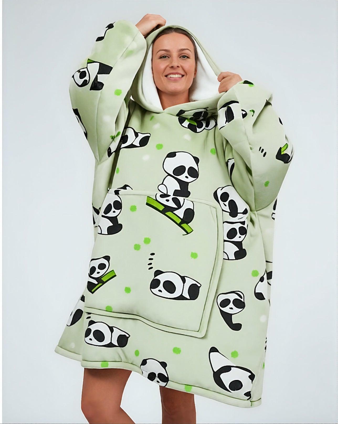 Tæppe Hoodie - Panda - Cozie