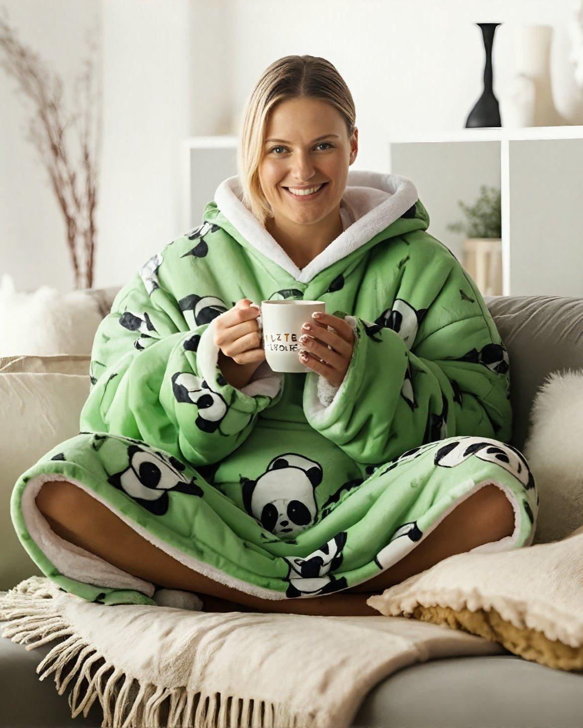 Tæppe Hoodie - Panda - Cozie