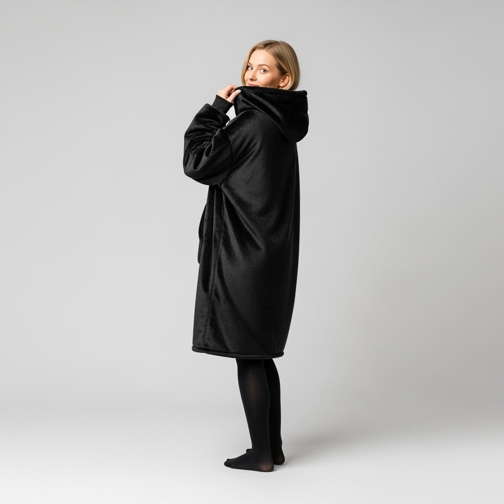 Tæppe Hoodie - Sort