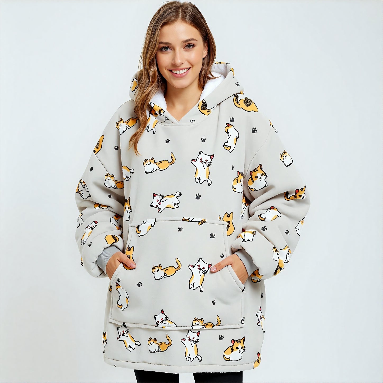 Tæppe Hoodie - Kat