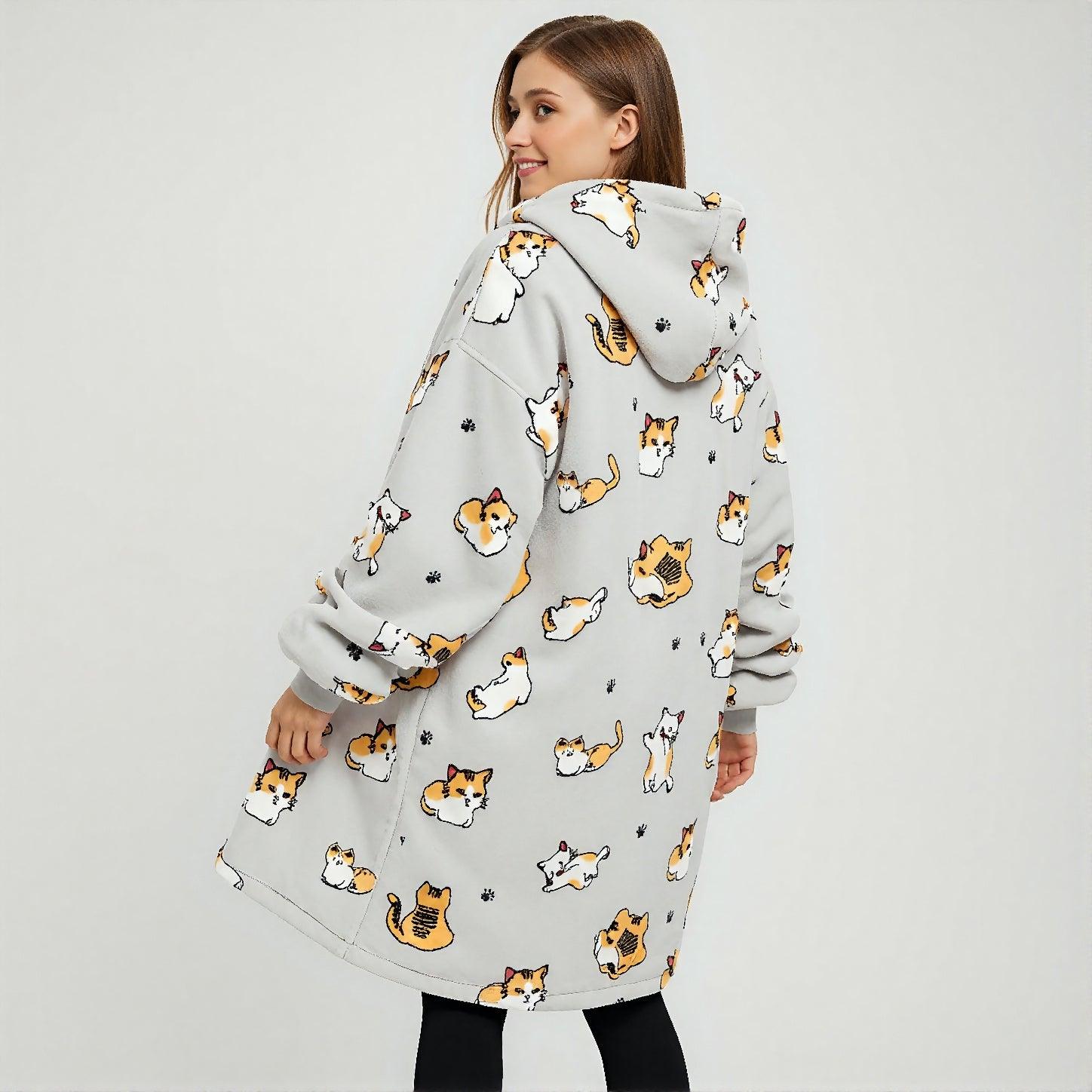Tæppe Hoodie - Kat - Cozie