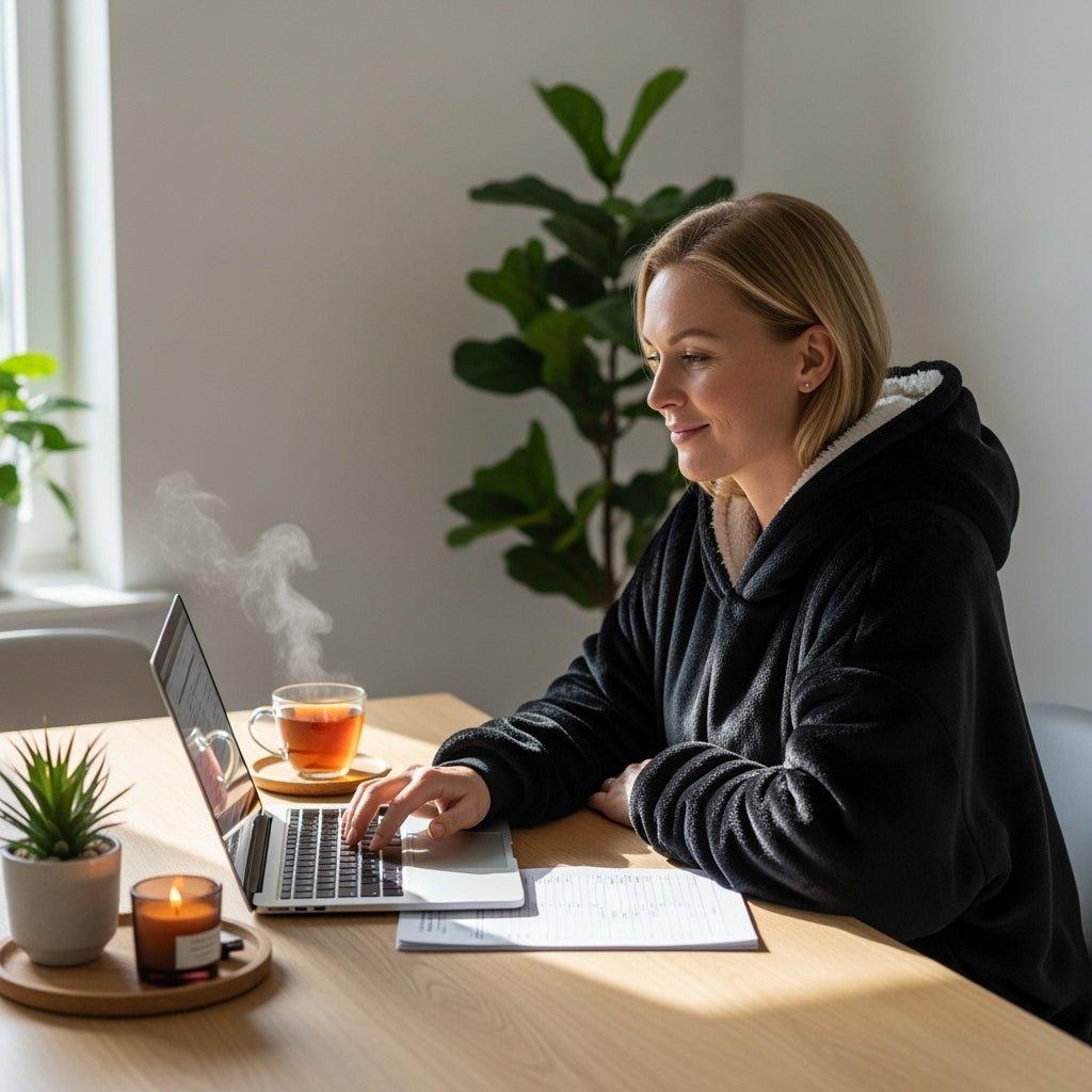 Tæppe Hoodie - Sort - Cozie