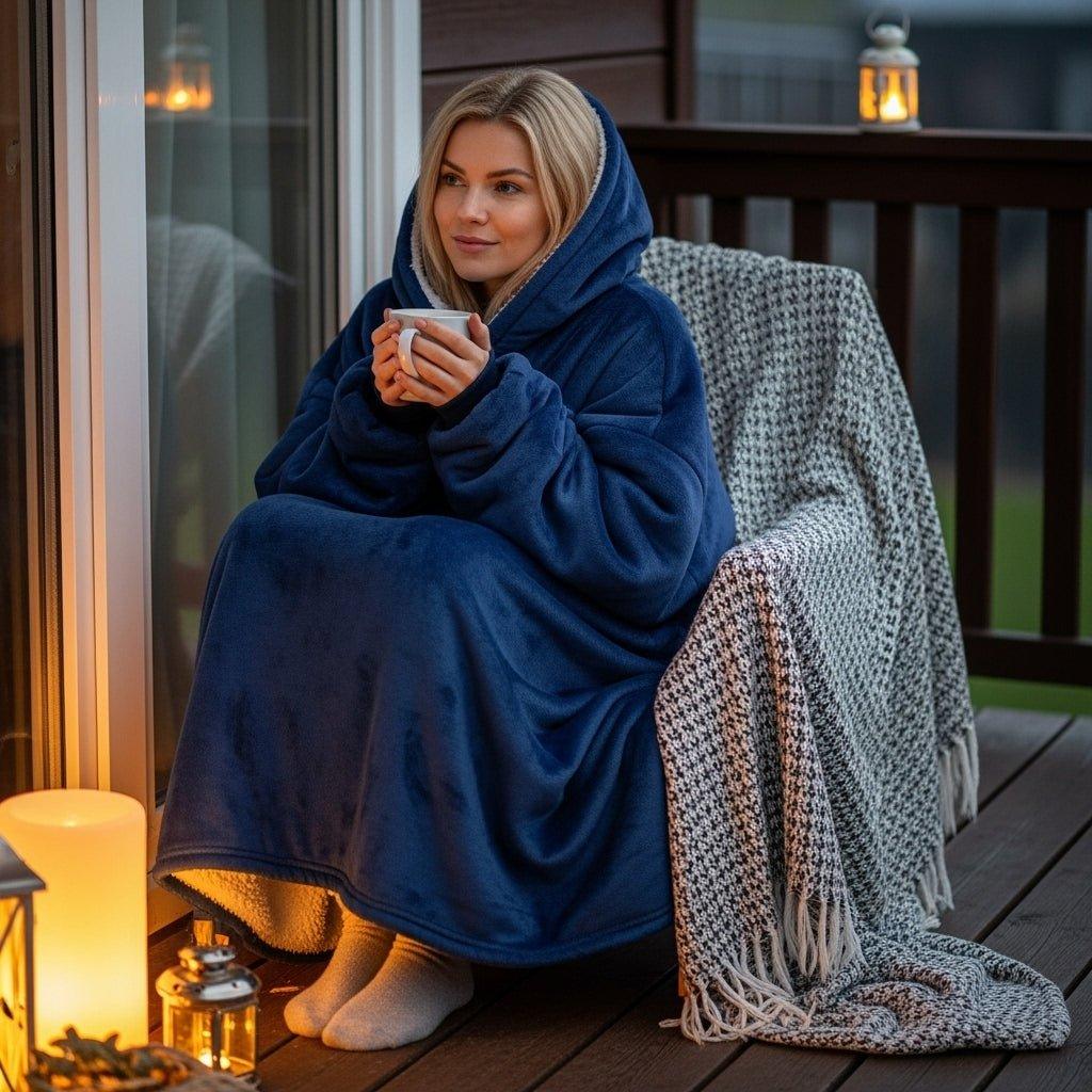 Tæppe Hoodie - Navy - Cozie