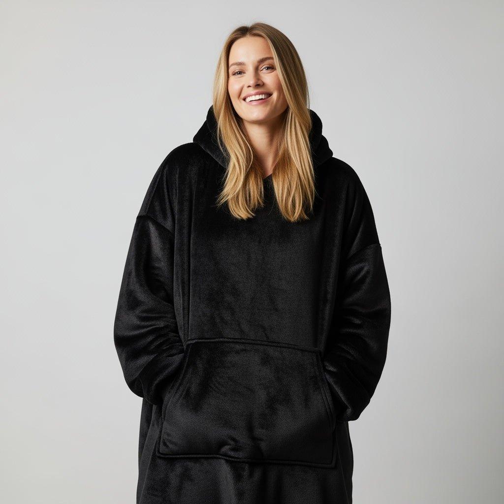 Tæppe Hoodie - Sort - Cozie