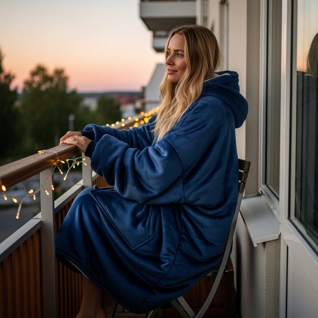 Tæppe Hoodie - Navy - Cozie