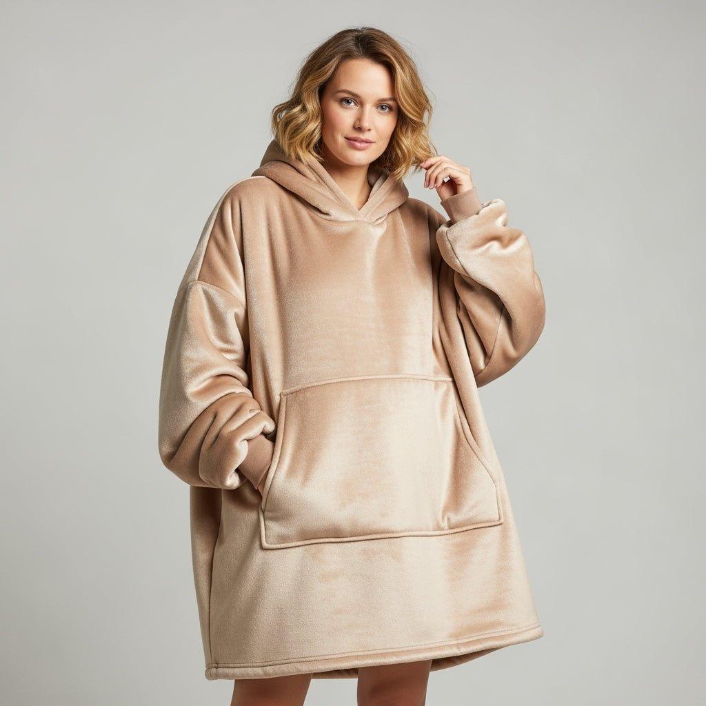 Tæppe Hoodie - Beige - Cozie