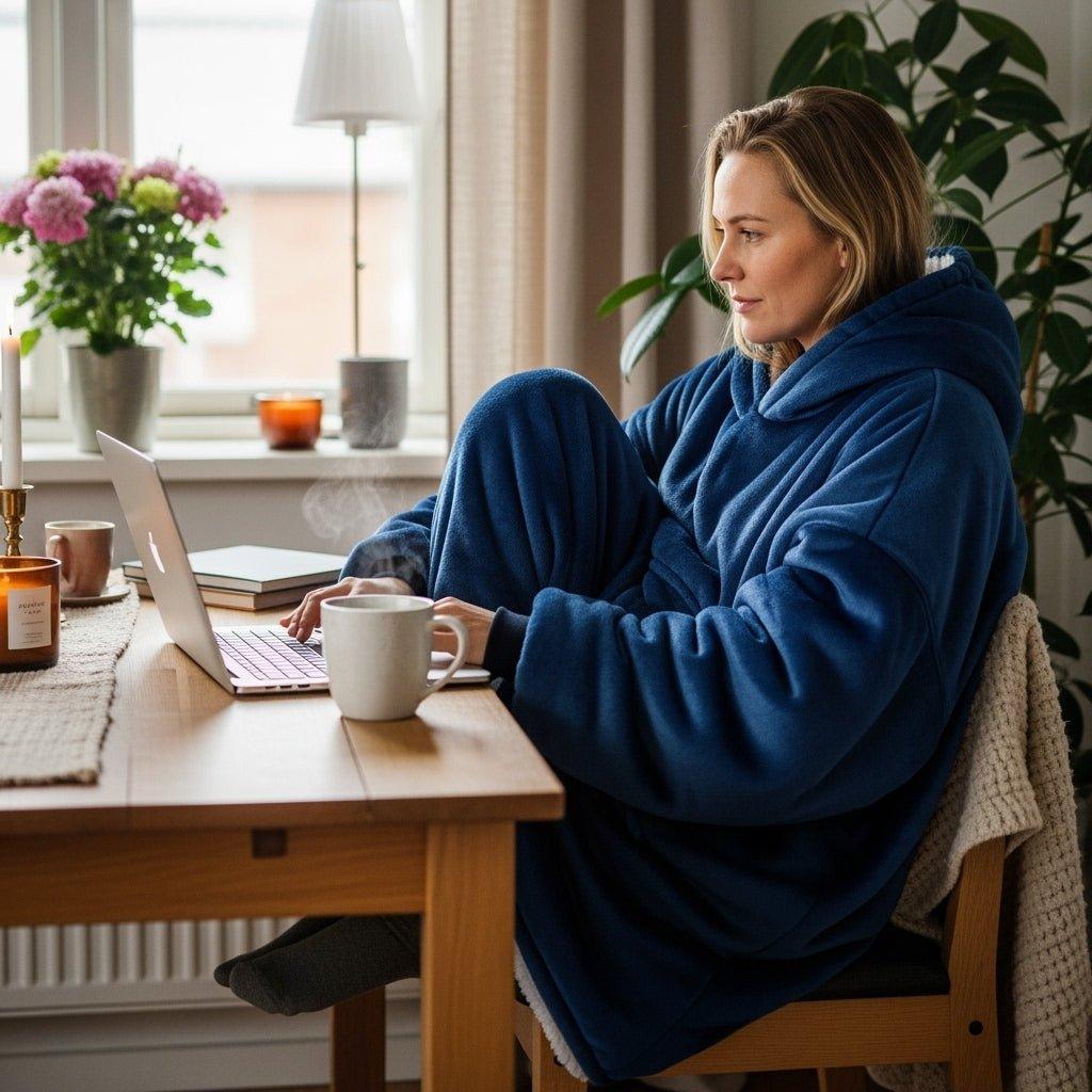 Tæppe Hoodie - Navy - Cozie