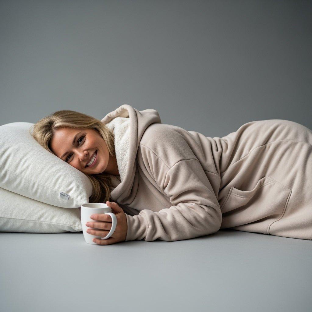 Tæppe Hoodie - Beige - Cozie