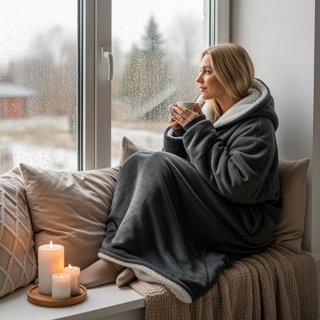 Tæppe Hoodie - Grå - Cozie